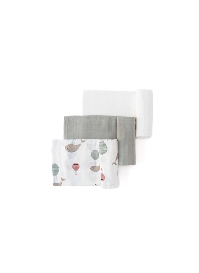 Anvi Baby Set of 3 Organic Bamboo Swaddle - The Flying Whale  - Image 1