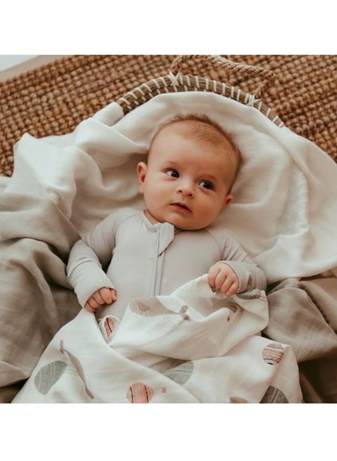 Anvi Baby Set of 3 Organic Bamboo Swaddle - The Flying Whale  - Image 4