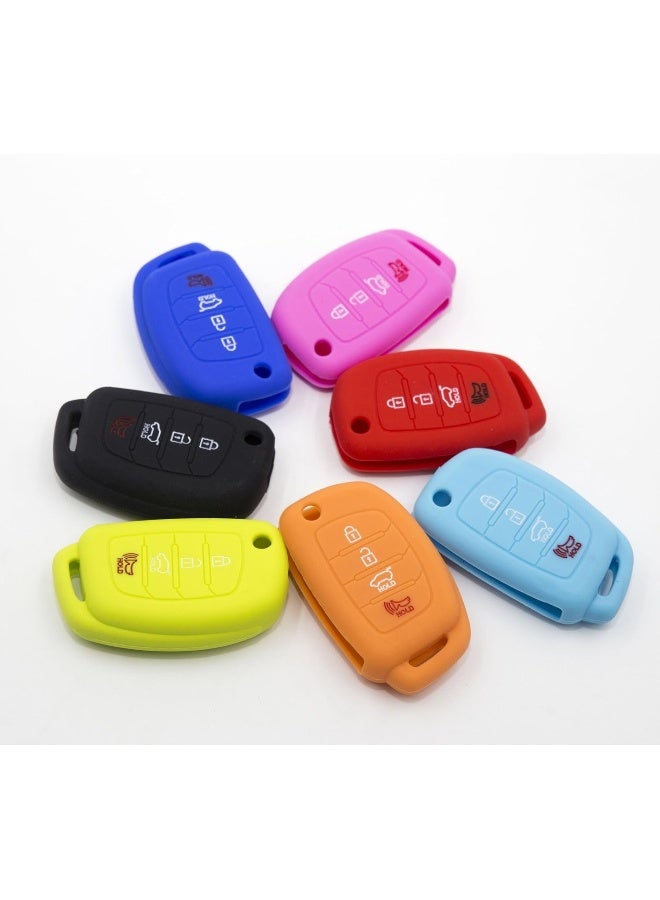 LIGHTKOREA 4 Button Flip Folding Remote Key Chain Silicone Case Cover For Hyundai Santa Fe Sonata Elantra Azera Tucson - Image 3
