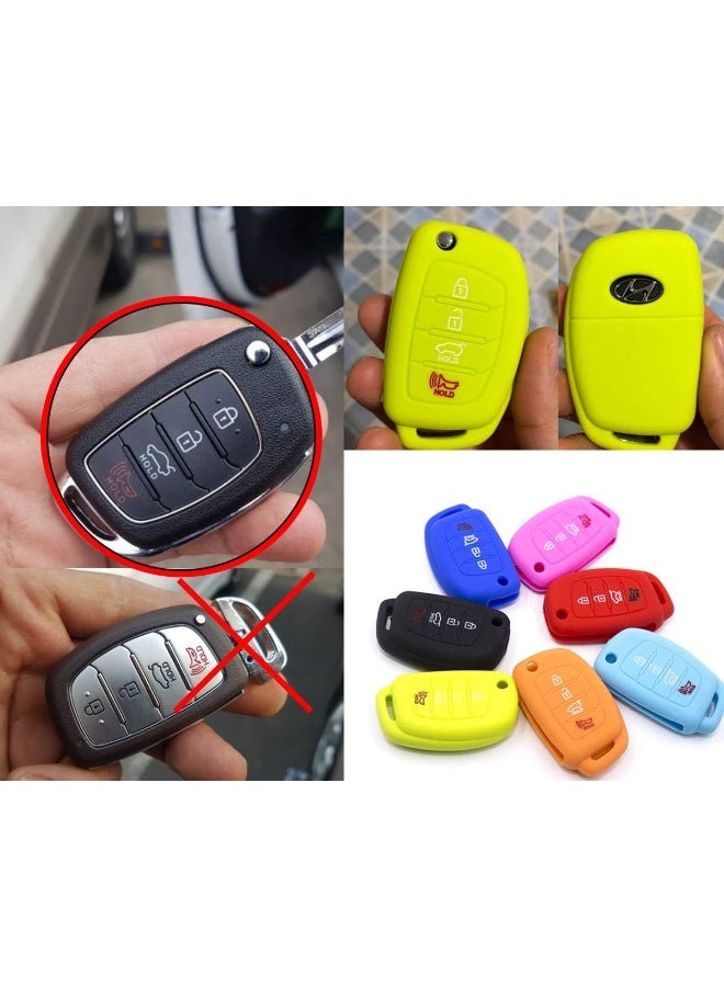 LIGHTKOREA 4 Button Flip Folding Remote Key Chain Silicone Case Cover For Hyundai Santa Fe Sonata Elantra Azera Tucson - Image 4