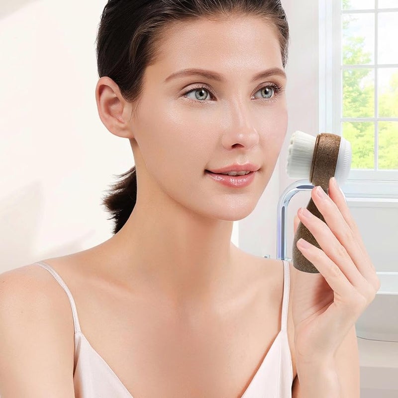 Vertical Stand Double Sided Facial Brush Soft Bristle For Delicate Dry Skin - Image 3