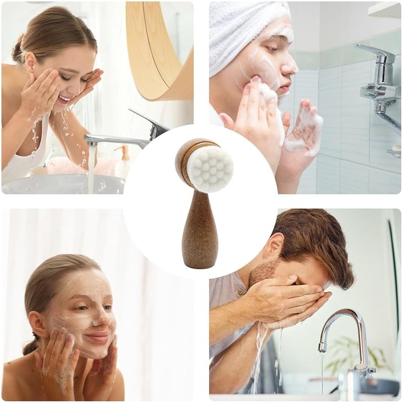 Vertical Stand Double Sided Facial Brush Soft Bristle For Delicate Dry Skin - Image 5