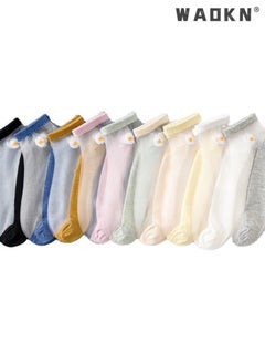 WAOKN 10 Pairs of Women No Show Ankle Socks-Sheer,Breathable,and Comfortable with Daisy Embroidery Pattern for Indoor and Outdoor Wear.Breathable Low Cut Moisture Socks for Summer-Perfect for Everyday Wear  - Image 2