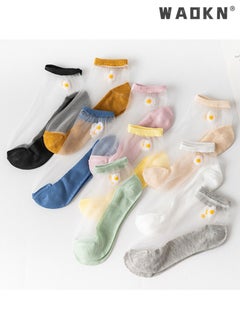 WAOKN 10 Pairs of Women No Show Ankle Socks-Sheer,Breathable,and Comfortable with Daisy Embroidery Pattern for Indoor and Outdoor Wear.Breathable Low Cut Moisture Socks for Summer-Perfect for Everyday Wear  - Image 4