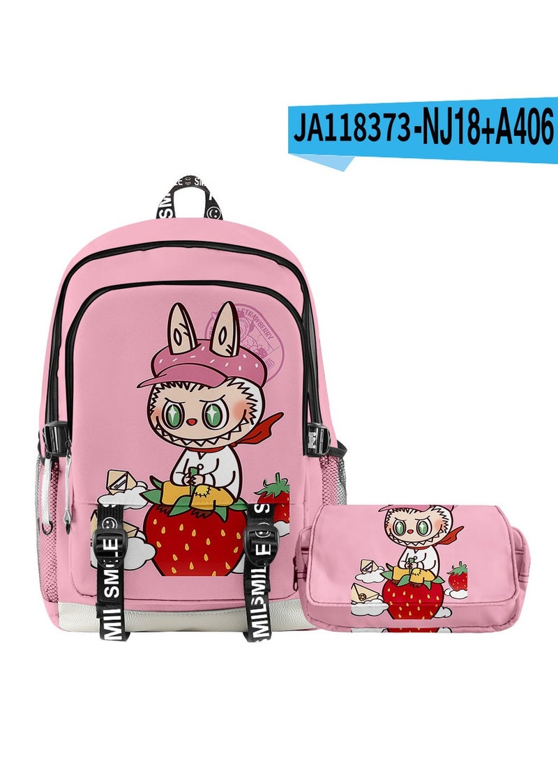 SKT Shiketro Cartoon Printed School Bag Backpack Double-Layer Pencil Bag Two-Piece Set 44*30*18cm