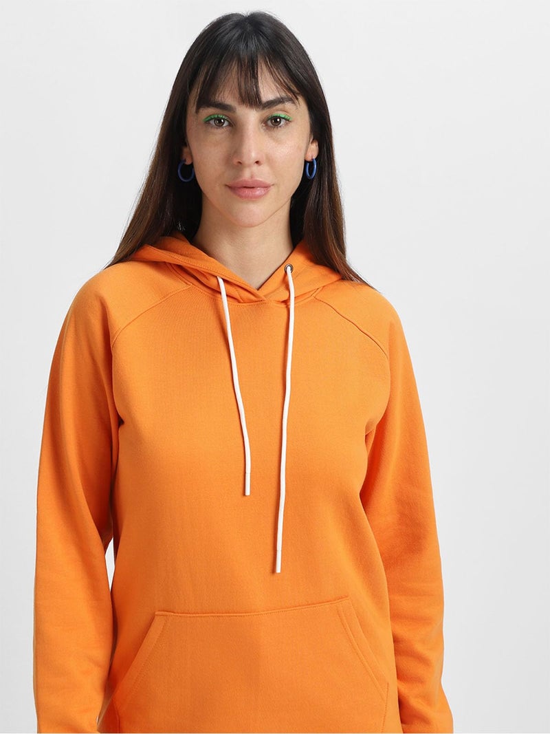 JUNEBERRY® Cotton Fleece Regular Fit Solid Sweatshirt Jumper Hoodie for Women (JHD0423ORPL23_L) Orange - Image 5
