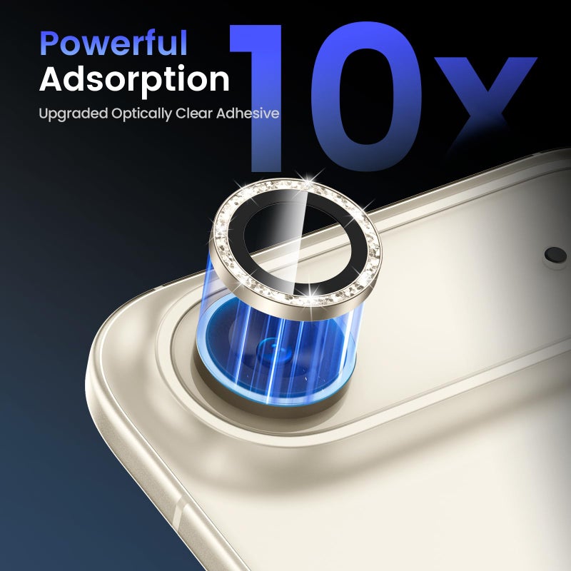 Tensea 2Pack for iPhone 17 Air Camera Lens Protector, 9H Tempered Glass Camera Cover Screen Protector, HD Clear, Metal Individual Ring for iPhone 17 Air 6.5inch - Image 4