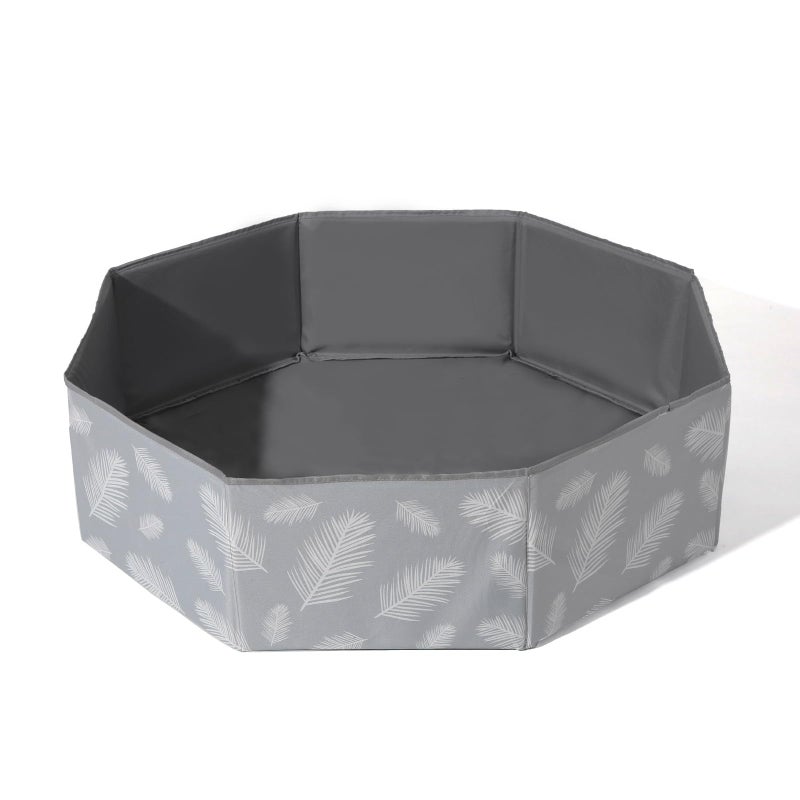 Gogoso Foldable Ball Pit for Toddlers Large Soft Indoor Outdoor Pop Up Baby Kids Infant Ballpit Big Collapsible Puppy Dog Cat Pits with Basketball Hoop Balls Not Included Gray Leaves - Image 3