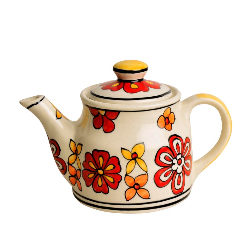 StyleMyWay Hand Painted Ceramic Tea Set (1 Kettle, 4 Cups, Red) | Coffee Mugs with Kettle | Tea Cups with Kettle| - Image 4