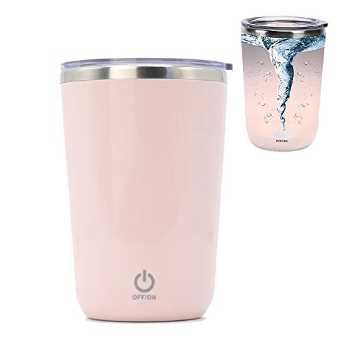daasigwaa Rechargeable Self Stirring Mug - Magnetic Electric Auto Mixing Stainless Steel Cup for Office/Kitchen/Travel/Home Coffee/Tea/Hot Chocolate/Milk-350 ml/11.8 oz(Pink) - Image 1