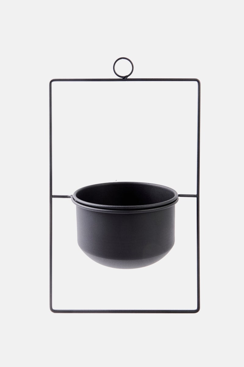 Evila Originals Square Decorative Parapet Hanging Plant Pot, Black  - Image 1