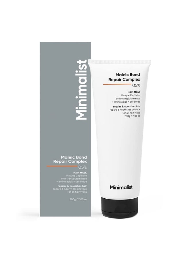 MINIMALIST قناع شعر بسيط للشعر التالف والشعر المجعد | بعد الشامبو | مركب إصلاح الروابط المالئية 5% | ترانسجلوتاميناز، أحماض أمينية وسيراميدات | للنساء والرجال | 7.05 أونصة/200 جرام - Image 1