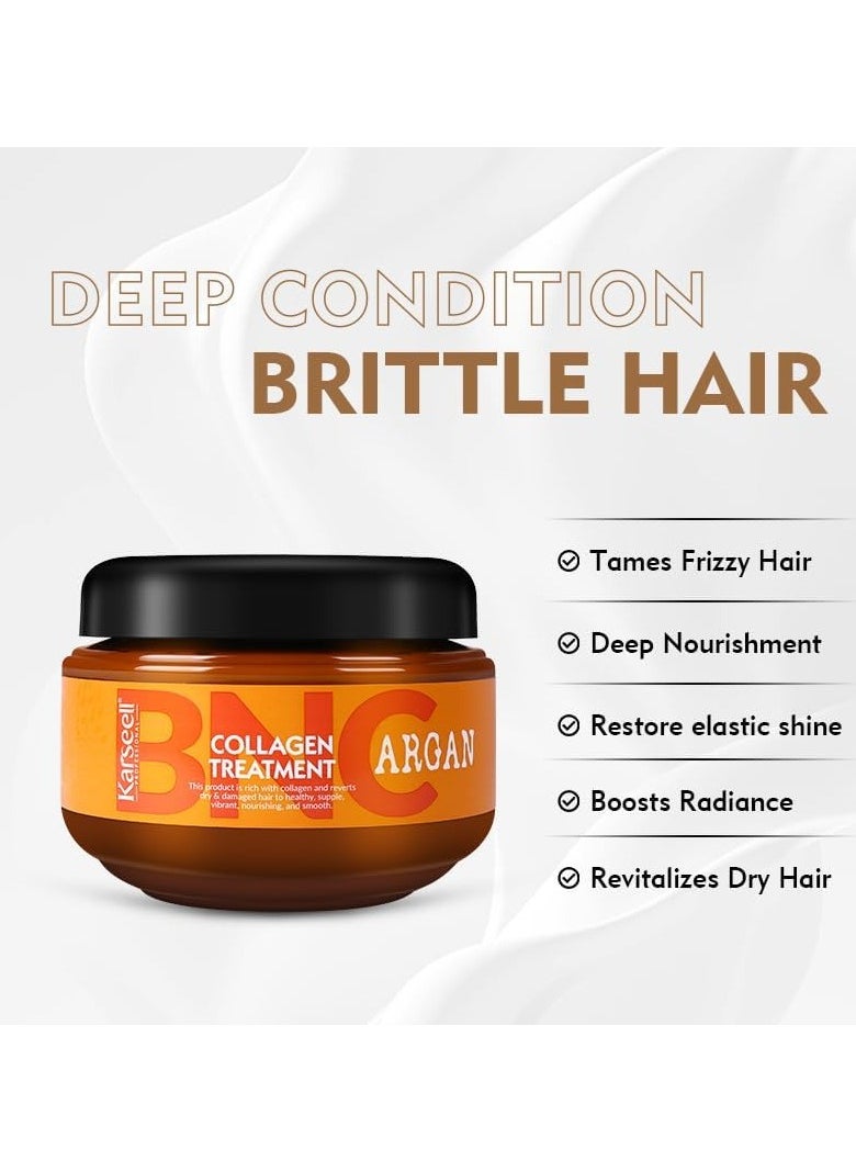 Karseell - Karseell BNC Collagen Hair Treatment Deep Repair Conditioning Argan Oil Collagen Hair Mask Essence for Dry Damaged Hair All Hair Types 16.90 oz 500ml - Image 1
