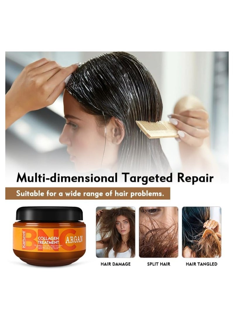 Karseell - Karseell BNC Collagen Hair Treatment Deep Repair Conditioning Argan Oil Collagen Hair Mask Essence for Dry Damaged Hair All Hair Types 16.90 oz 500ml - Image 1