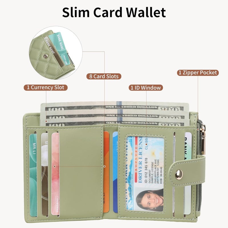 FALAN MULE Small Wallets Woman Leather Bifold RFID Blocking Card Holder With Zipper Coin Pocket - Image 2