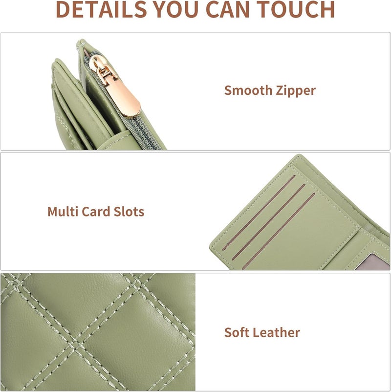 FALAN MULE Small Wallets Woman Leather Bifold RFID Blocking Card Holder With Zipper Coin Pocket - Image 4
