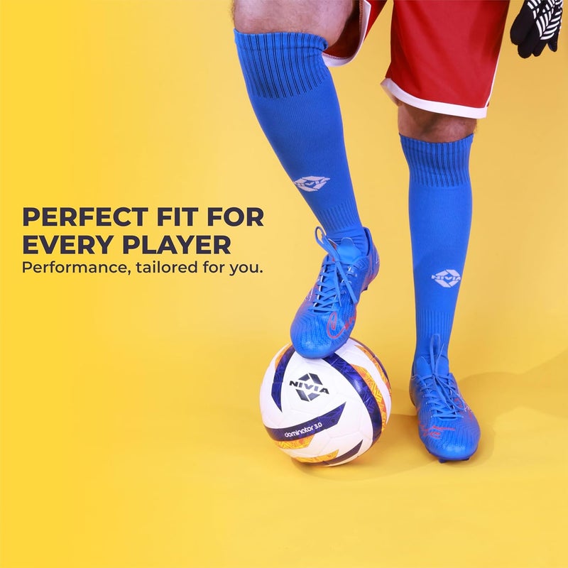 Nivia Plain Encounter Football Stockings, Micro Yarn Stocking, for Men & Women, Knee Length, Soccer Stockings (R. Blue/White,Size-Large) - Image 3