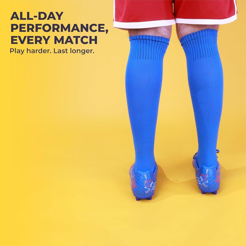 Nivia Plain Encounter Football Stockings, Micro Yarn Stocking, for Men & Women, Knee Length, Soccer Stockings (R. Blue/White,Size-Large) - Image 4