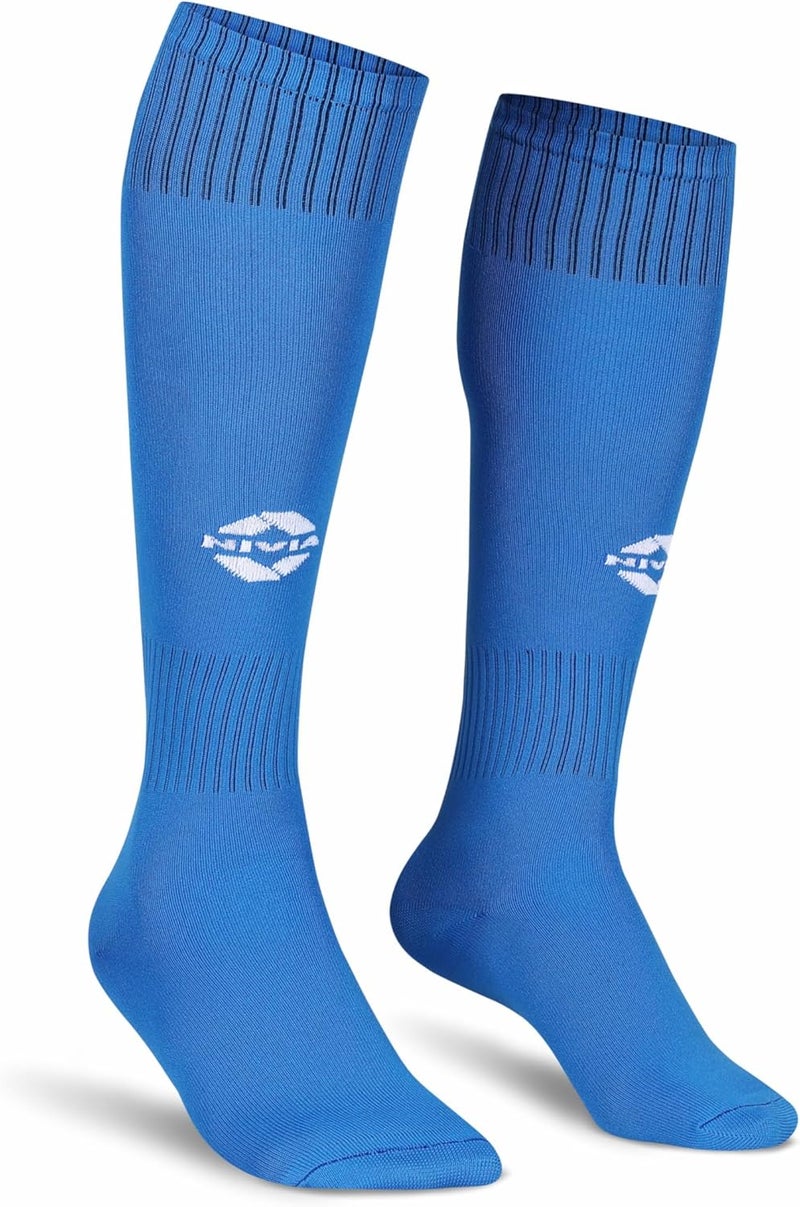 Nivia Plain Encounter Football Stockings, Micro Yarn Stocking, for Men & Women, Knee Length, Soccer Stockings (R. Blue/White,Size-Large) - Image 1