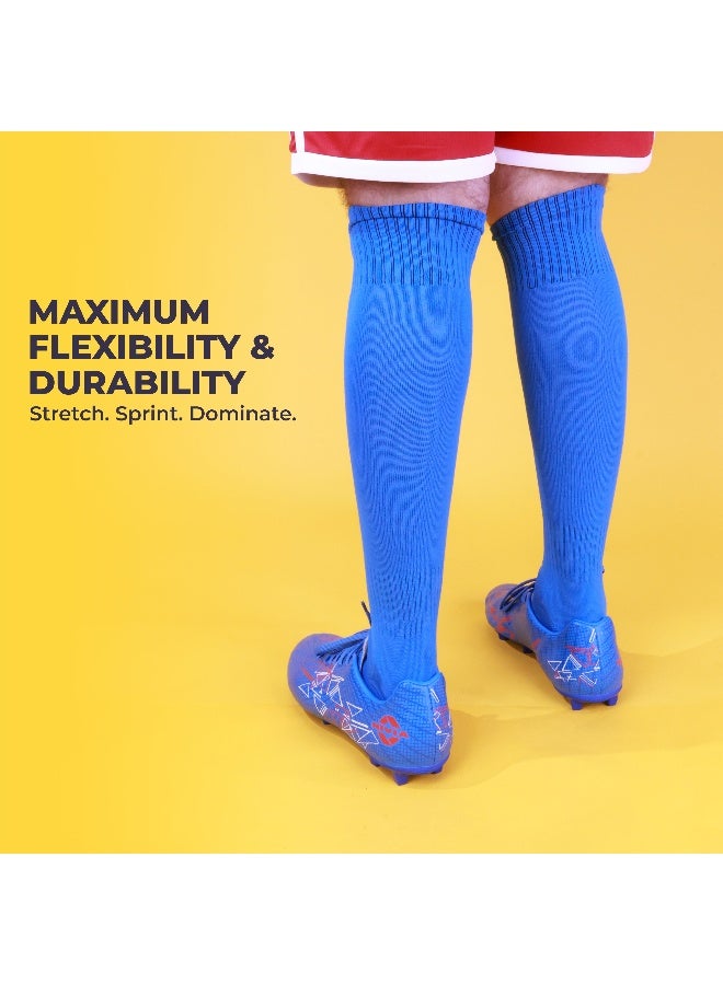 نيفيا جوارب كرة قدم من Plain Encounter، جوارب من خيوط دقيقة، للرجال والنساء، بطول الركبة، جوارب كرة قدم (أزرق/أبيض، مقاس كبير) - Image 5