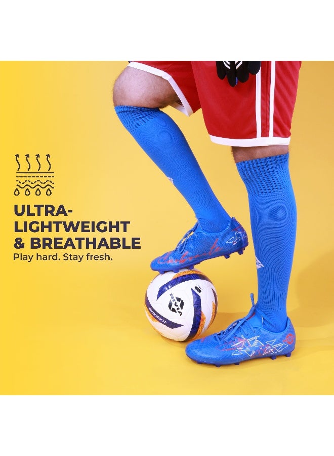 نيفيا جوارب كرة قدم من Plain Encounter، جوارب من خيوط دقيقة، للرجال والنساء، بطول الركبة، جوارب كرة قدم (أزرق/أبيض، مقاس كبير) - Image 2