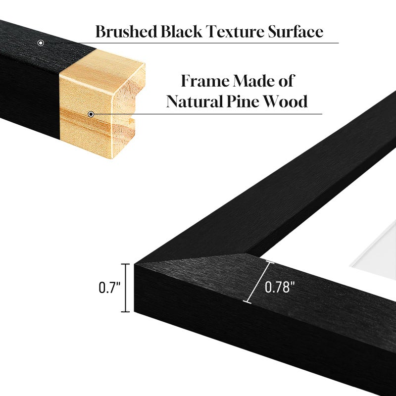 Lacopgr 4x6 Photo Collage Frame 8 Openings Wooden, 13.5x17.5 Multi Picture Frame Collage Wall Decor, Black Frame with White Mat, Solid Pine Wood - Image 5
