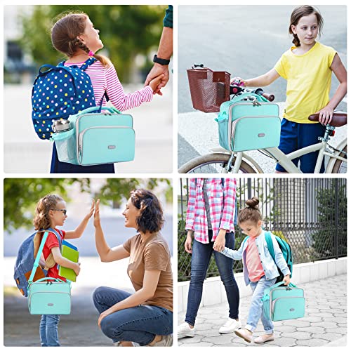 Amersun Lunch Bag for Kids[Patent Design], Insulated School Lunch Box with Adjustable Shulder Strap & 2 Pockets for Teen Girl Boy,Lunch Cooler with Padded Inner Keep Food Warm Cold Fresh,Sea Blue - Image 2