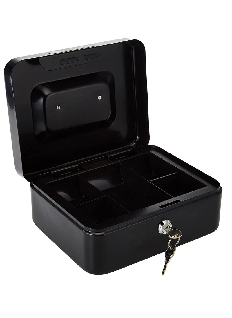 ATLAS Steel Cash Box Register With Tray And Lock 200x160x90mm Size Black  - Image 3