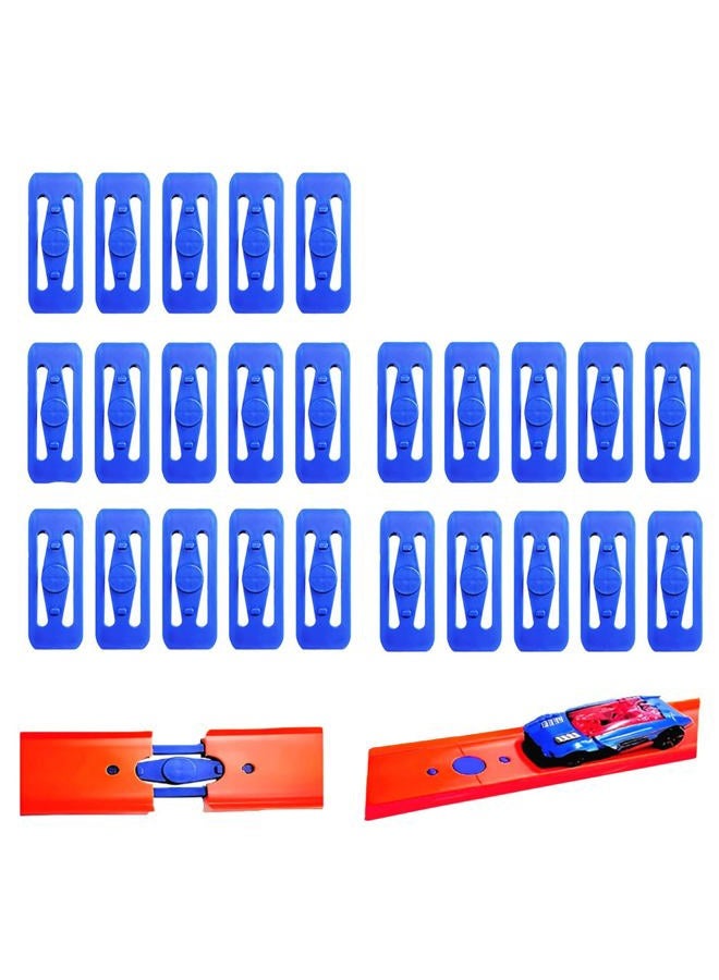 K TOMOTO [25 Pack] K TOMOTO Racetrack Connectors Compatible with Hot Wheels | Blue Replacement Parts for Race Track Sets | Durable & Tight Fit | Birthday Gift for 5-12 Years Old - Image 1