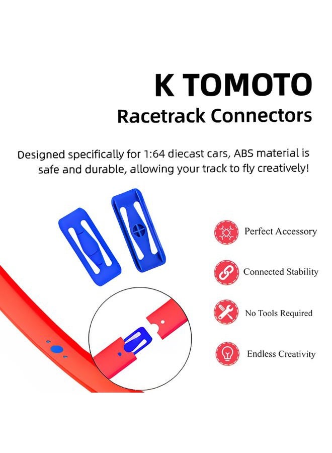 K TOMOTO [25 Pack] K TOMOTO Racetrack Connectors Compatible with Hot Wheels | Blue Replacement Parts for Race Track Sets | Durable & Tight Fit | Birthday Gift for 5-12 Years Old - Image 2