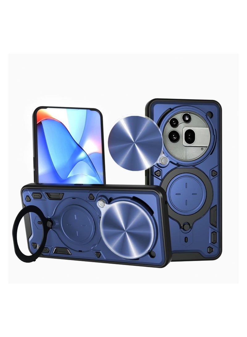 general Case for Nothing Phone (3a) Pro, Shockproof Armoured Case with Sliding Camera Cover and Magnetic Ring Holder, 2-in-1 Hybrid PC+TPU Durable Case