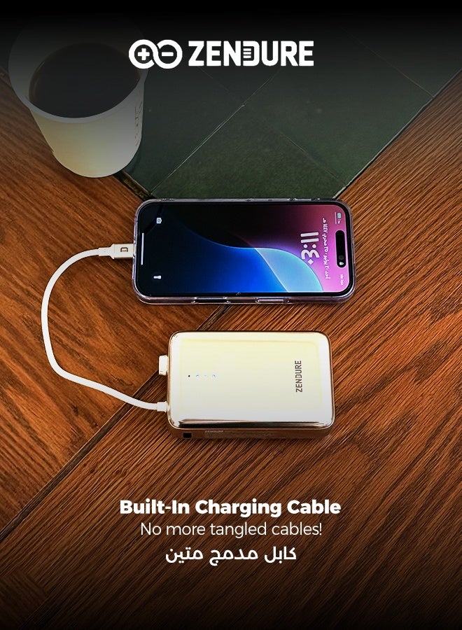 ZENDURE 20000 mAh 20000mAh SuperMini Pro Power Bank | 30W Portable Charger | Built-in Durable Cable | Fast Charging for iPhone & Android | Compact Travel Charger Silver - Image 3