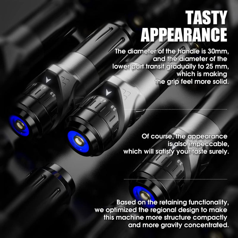 Dragonhawk Fold Tattoo Pen Machine 24mm42mm 7 Strokes Length Professional Cartridges Gun Custom Motor for All Tattoo Styles Q850 Black - Image 5