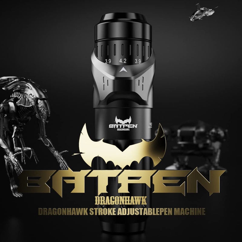 Dragonhawk Fold Tattoo Pen Machine 24mm42mm 7 Strokes Length Professional Cartridges Gun Custom Motor for All Tattoo Styles Q850 Black - Image 2