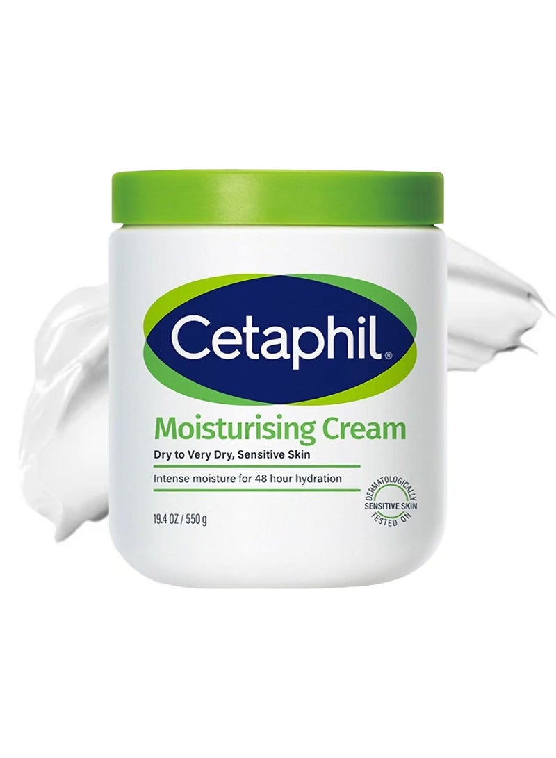 Cetaphil Moisturising Cream White 550g - Gentle Formula for Dry/Sensitive Skin, Hypoallergenic & Non-Irritating - Image 1