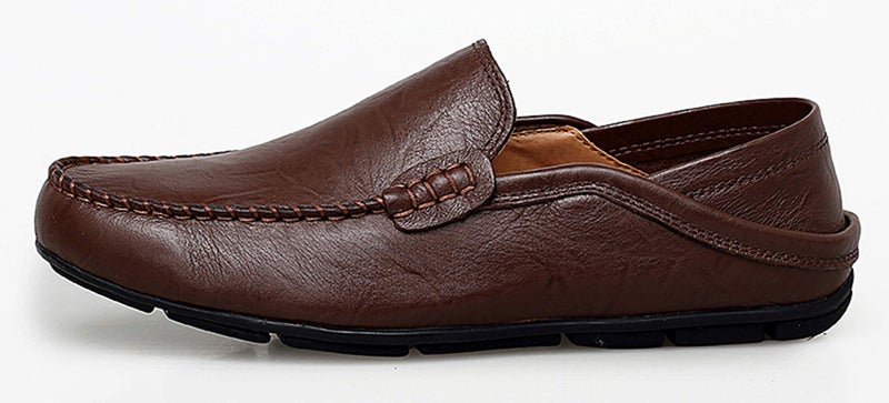 Go Tour Men's Premium Genuine Leather Casual Slip On Loafers Breathable Driving Shoes Fashion Slipper Dark Brown 11.5/48 - Image 2