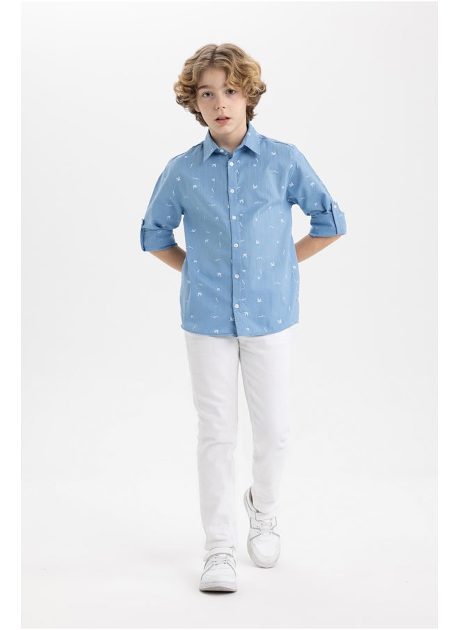 DeFacto - Boy Regular Fit Polo Neck Woven Long Sleeve Shirt - Image 1