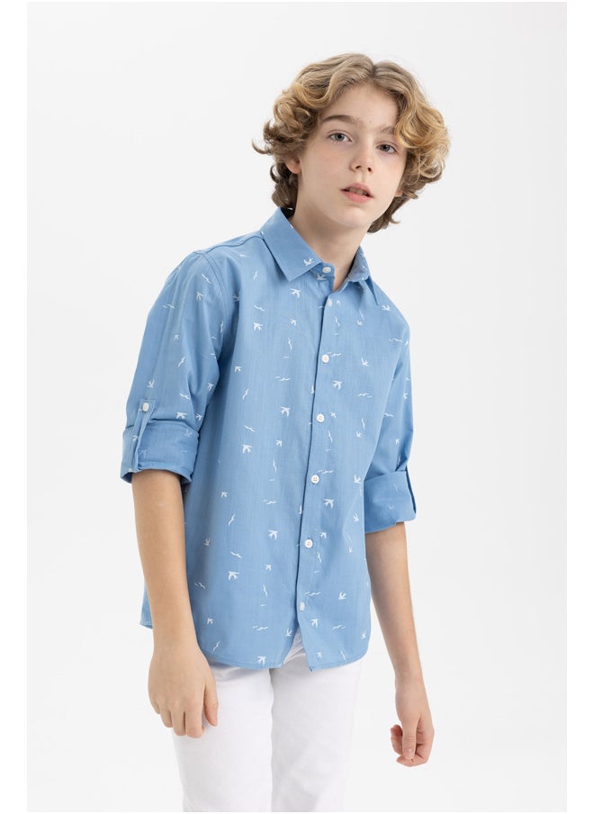 DeFacto - Boy Regular Fit Polo Neck Woven Long Sleeve Shirt - Image 1