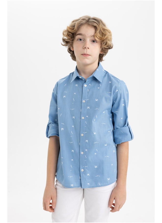 DeFacto - Boy Regular Fit Polo Neck Woven Long Sleeve Shirt - Image 1