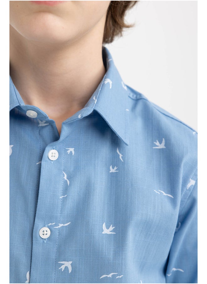 DeFacto - Boy Regular Fit Polo Neck Woven Long Sleeve Shirt - Image 1