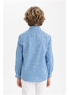 DeFacto Boy Regular Fit Polo Neck Woven Long Sleeve Shirt  - Image 4