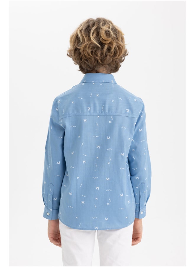 DeFacto - Boy Regular Fit Polo Neck Woven Long Sleeve Shirt - Image 1