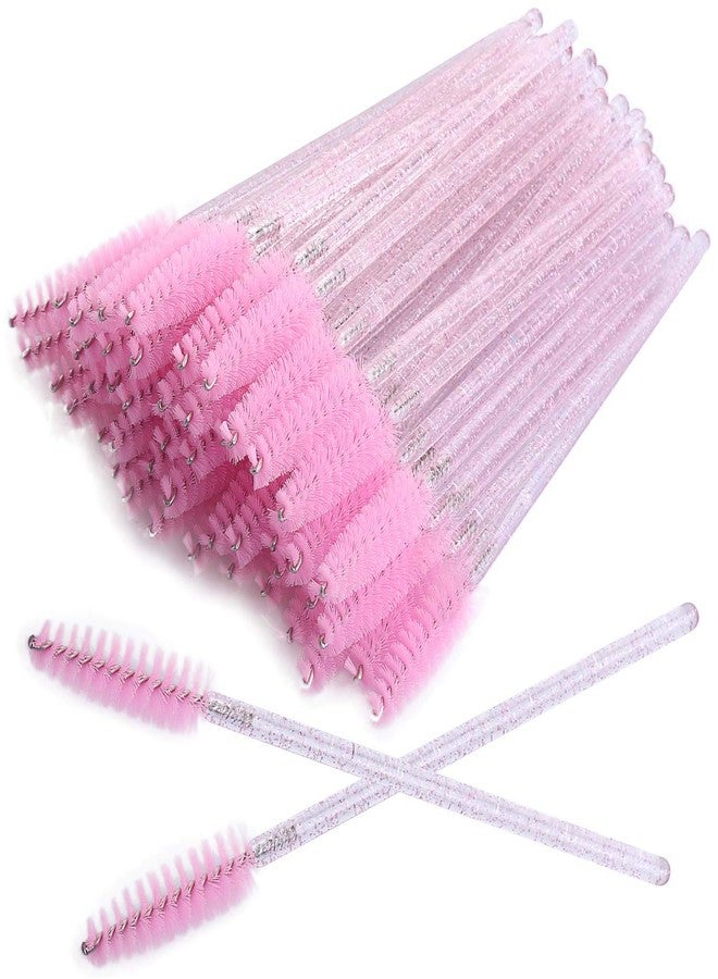 Tbestmax 200 Disposable Eyelash Brush Mascara Wands Spoolies for Eye Lashes Extension Eyebrow and Makeup Pink - Image 1