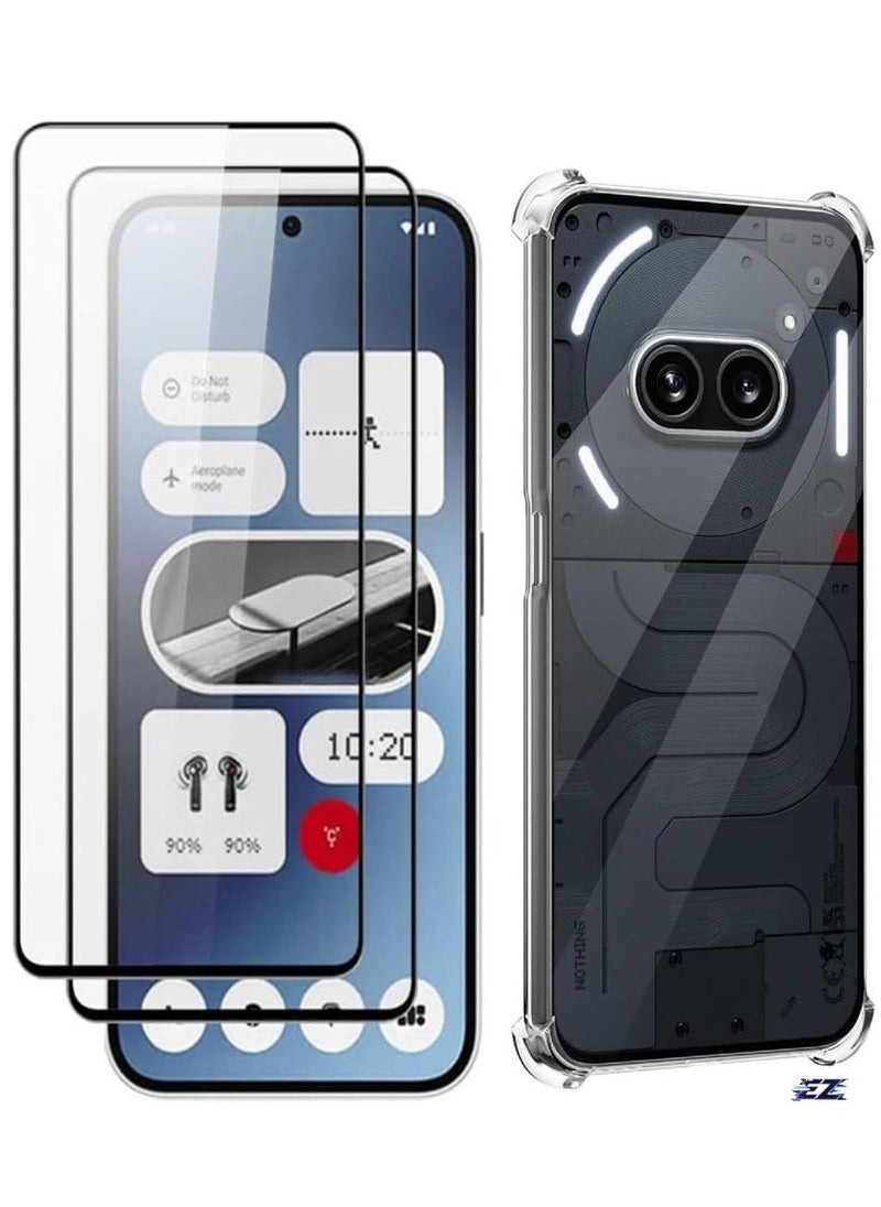 ELTRAZONE Compatible Case for Nothing Phone 2A 5G – Soft TPU Silicone Cover with Tempered Glass Screen Protector [2 Pack] – Shockproof Crystal Clear Transparent Protection for Nothing Phone 2A 5G - Image 1