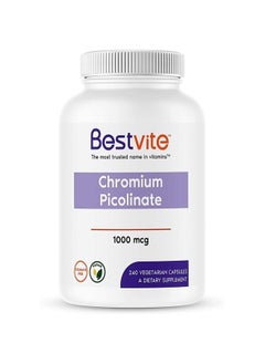 BESTVITE Chromium Picolinate 1000mcg (240 Vegetarian Capsules) - No Stearates - No Dicalcium Phosphate - Vegan - Gluten Free - Non-GMO  - Image 1