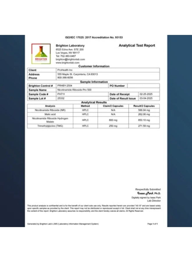 ProHealth Nicotinamide Riboside Pro 500 (60 capsules) - Image 3