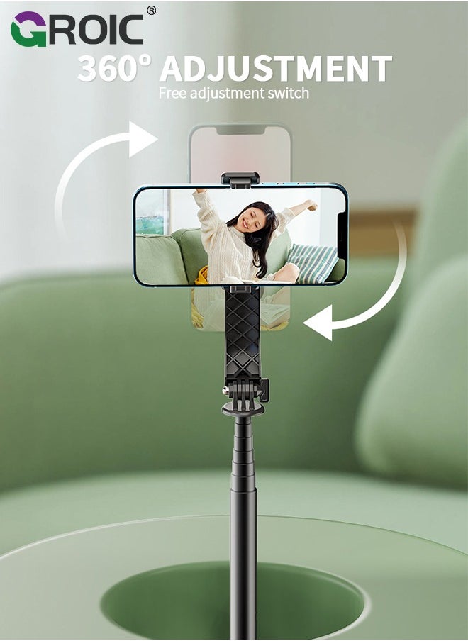 GROIC Selfie Stick Phone Tripod with Light, iPhone and Android Cell Phone Stand, Wireless Remote, Adjustable Phone Holder, Premium Anti-Shake Travel Tripod for Video Recording and Photos  - Image 5