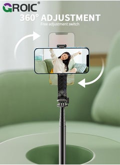 GROIC Selfie Stick Phone Tripod with Light, iPhone and Android Cell Phone Stand, Wireless Remote, Adjustable Phone Holder, Premium Anti-Shake Travel Tripod for Video Recording and Photos  - Image 5
