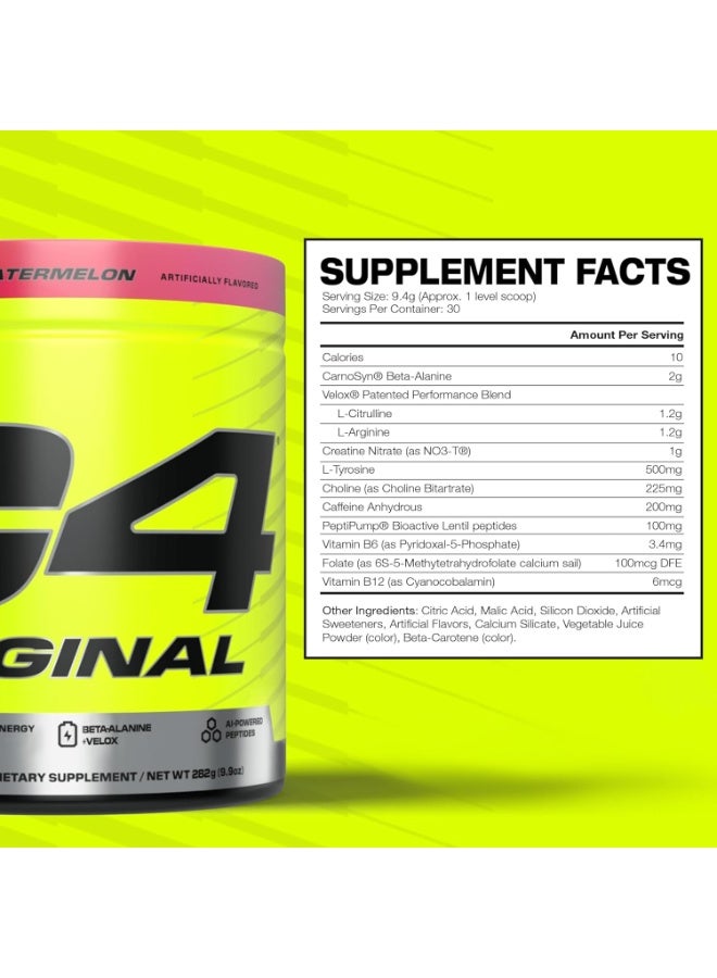 CELLUCOR C4 Original Pre-Workout Powder, Watermelon – 30 Servings | Zero Sugar, 150mg Caffeine, Beta-Alanine, Creatine & Vitamin C – Energy Support for Men & Women - Image 2
