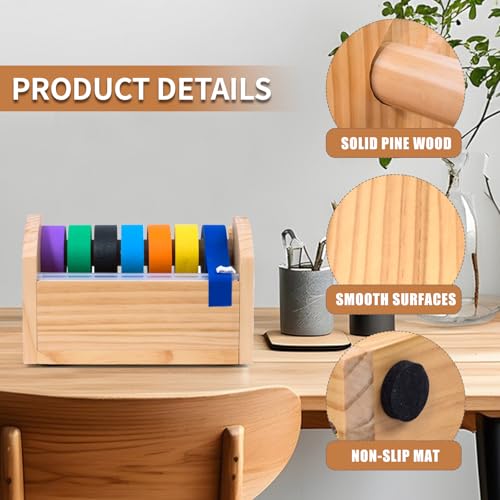 Niyanghome Kids Masking Tape Dispenser, Wooden Multi Roll Craft Tape Dispenser, Washi Tape Holder Organizer, Cutter for Gift Wrapping, Gift for Children Office Home School, Slide Cutter - Image 3